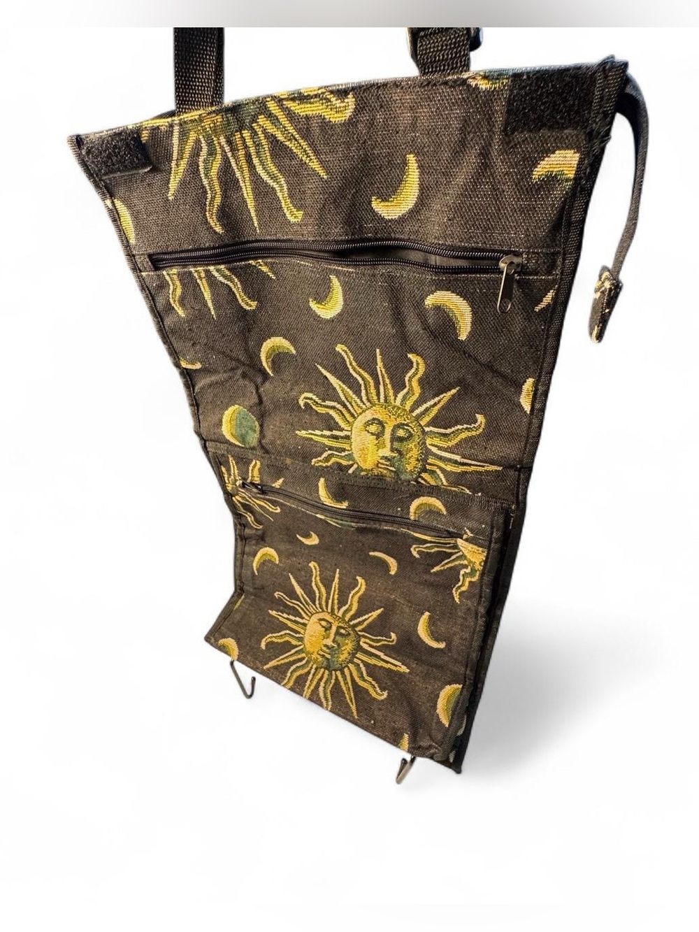 Celestial Sun Moon Tapestry Rolling Foldable Travel Bag Boho Whimsigoth Vintage